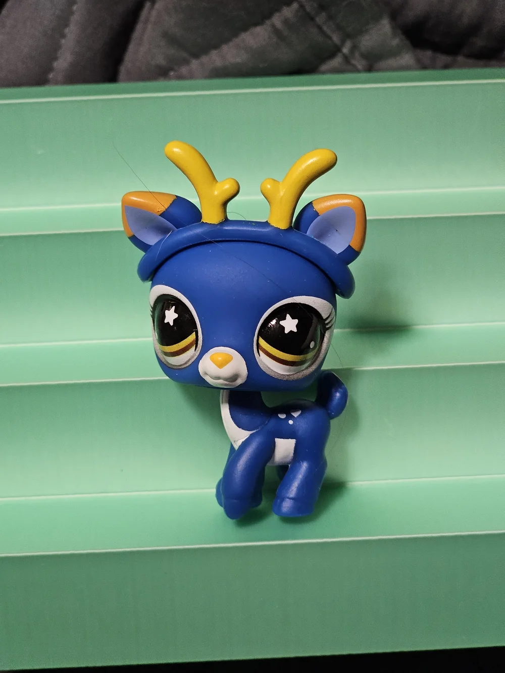 Littlest Pet Shop Blue Deer Figure with Yellow Antlers